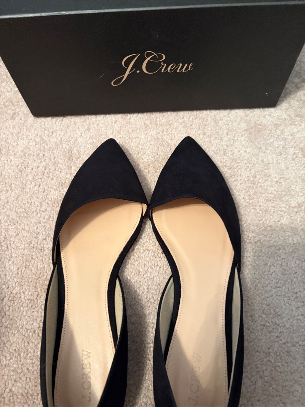 J. Crew Black Suede Pointed D'Orsay Flats size 11